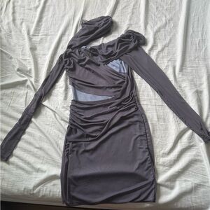 PrettyLittleThing dark purple Asymmetrical Ruched Cocktail Dress